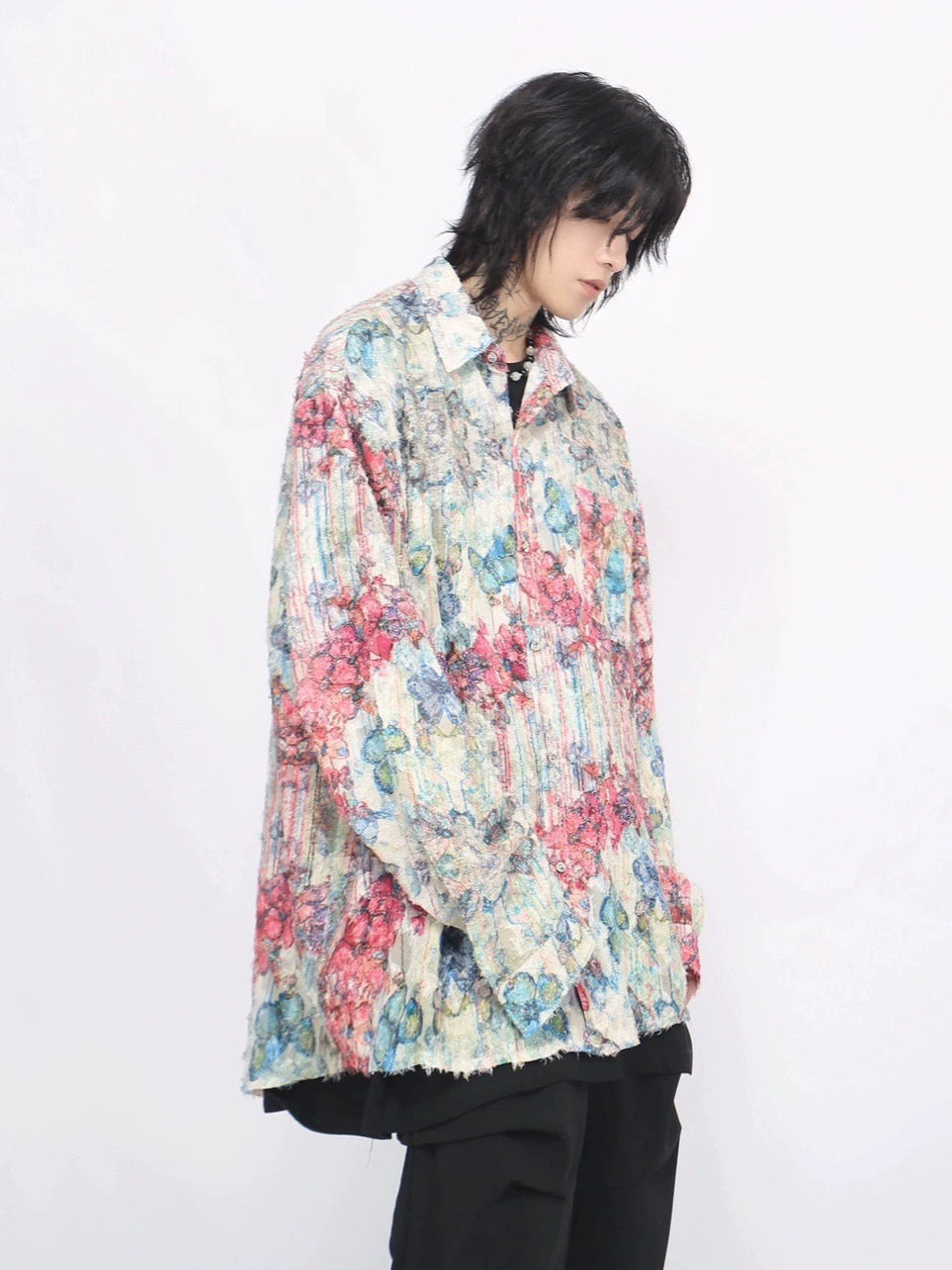 Butterfly Graffiti Print Oversize Shirt WN8725