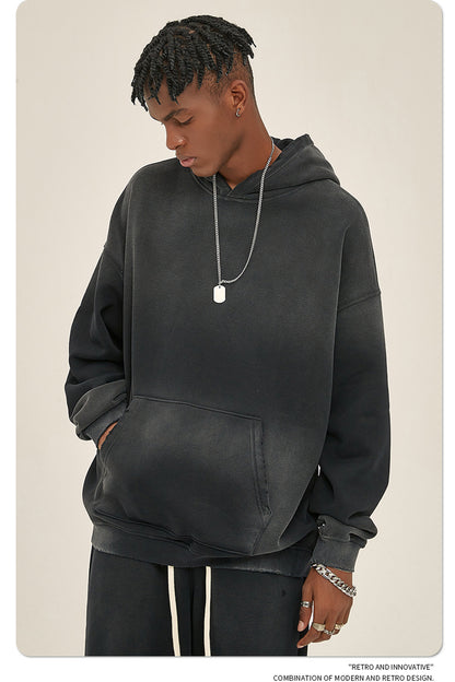 Fleece Lining Spray-dye Damage Oversize Hoodie WN9969-K