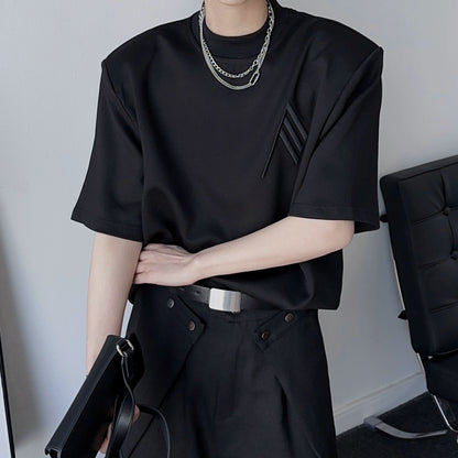 Oversized Shoulder Pad Short Sleeve T-Shirt WN19339