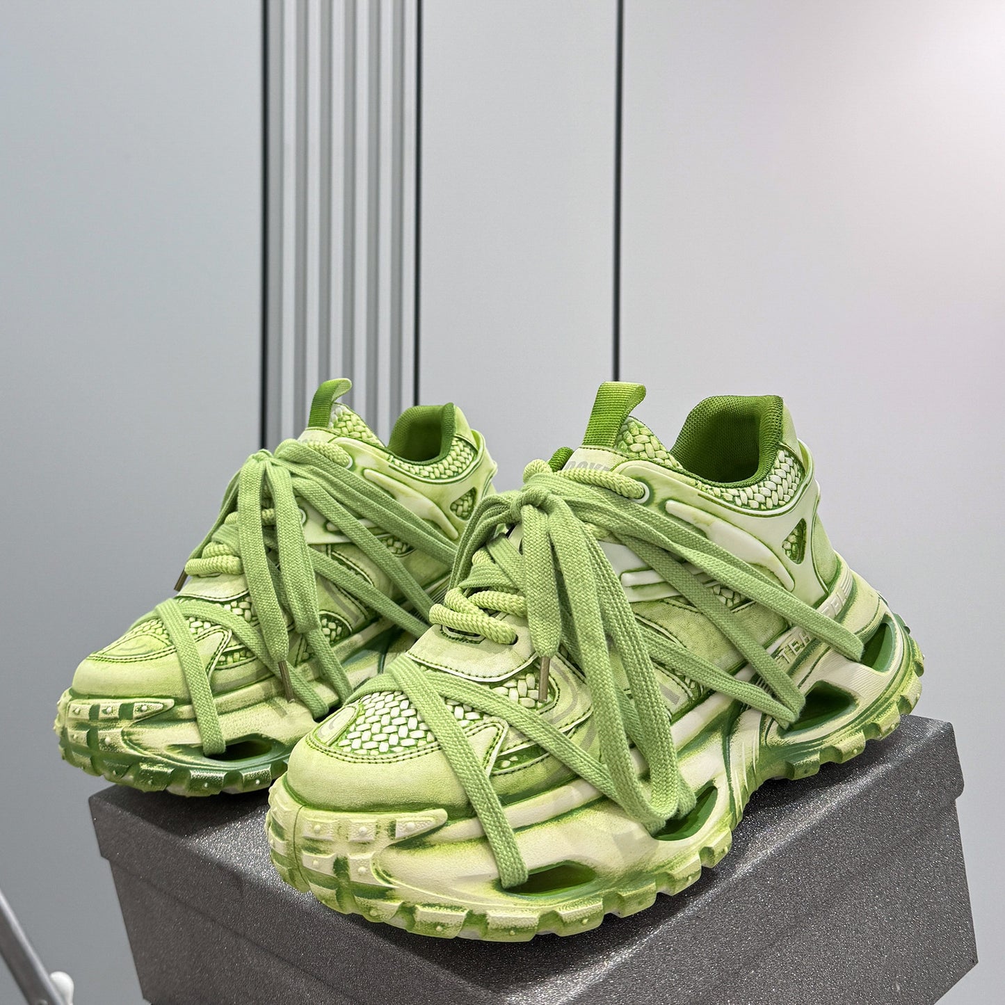 Metallic Rope Lace Chunky Sole Sneakers WN24687