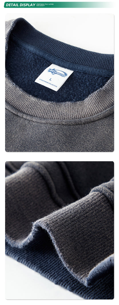 Fleece Lining Spray-dye Damage Oversize Sweatshirt WN9967