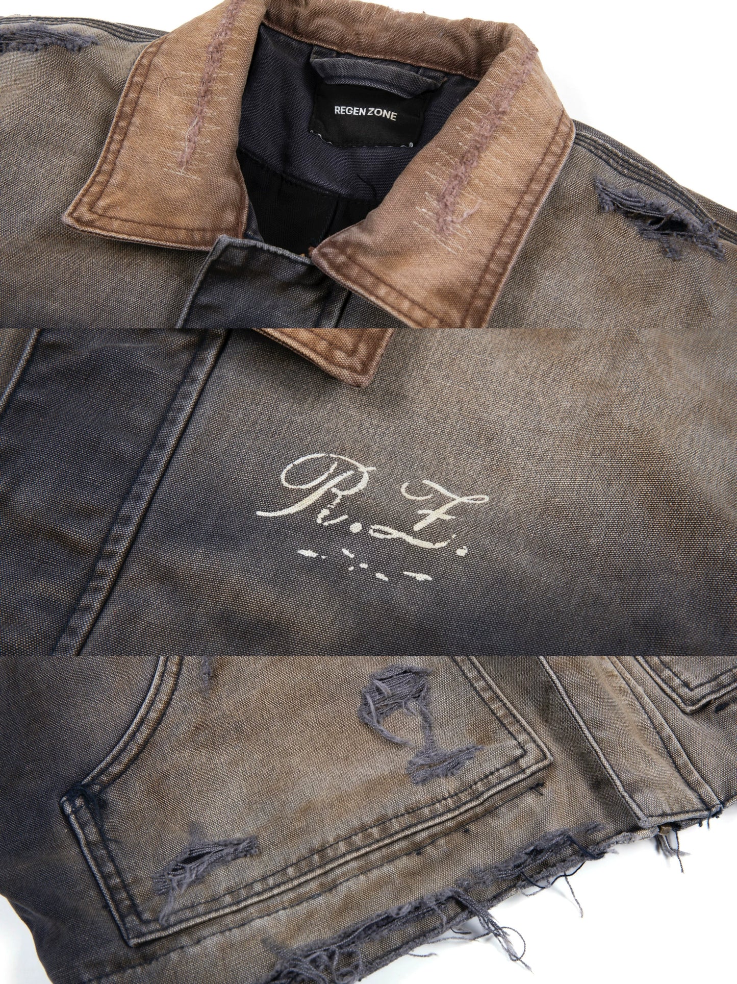 Graphic Art Print Damege Denim Jacket WN19685