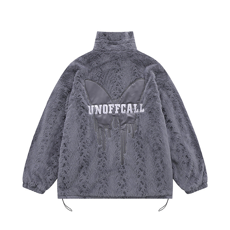 Butterfly Embroidery Fleece Oversize Jacket WN11135