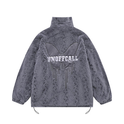 Butterfly Embroidery Fleece Oversize Jacket WN11135