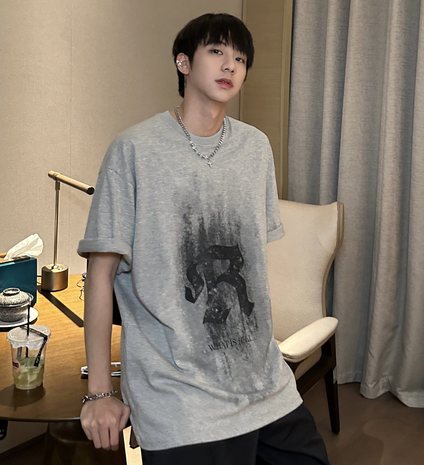 Oversize Graphic Print Short Sleeve T-Shirt WN25215