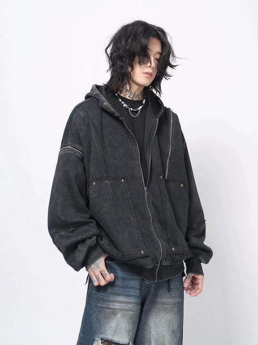 Spray Paint Oversize Zipper Hoodie WN13164