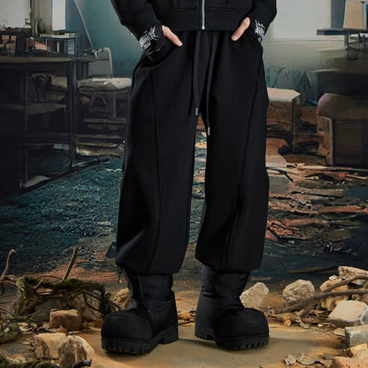 Oversize Simple Zipper Hoodie & Wide Leg Sweatpants Setup WN20581