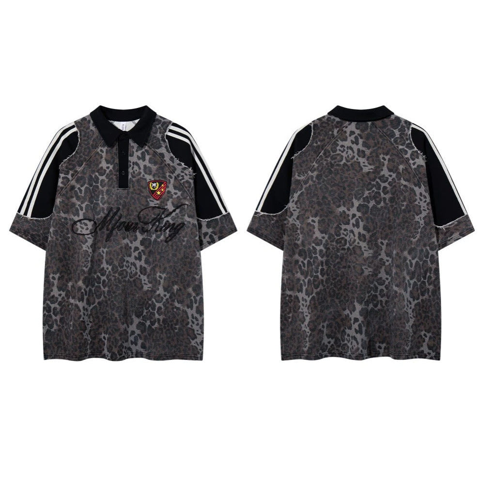 Leopard Embroidery Polo Shirt & Short Pants Setup WN27909