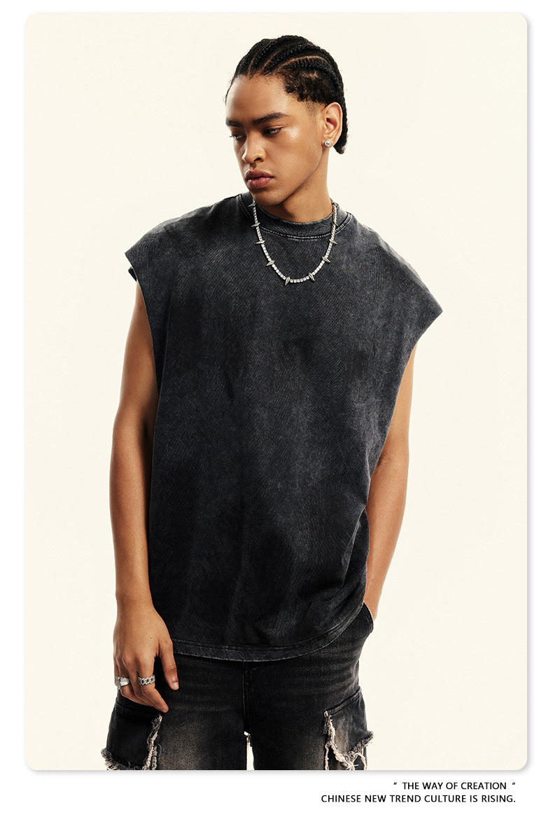 Washed Damage Oversize Tank Top T-shirt WN6440