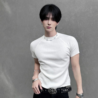 Ribbed Short Sleeve Knit T-shirt WN25093