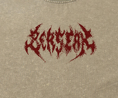 Washed Gothic Letter Print Short Sleeve T-Shirt WN26914