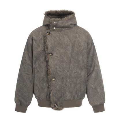Deconstruction Fleece Lining Hooded Oversize Puffer Jacket WN27922