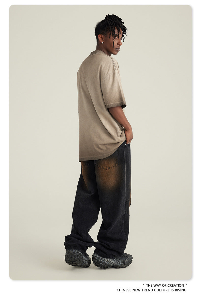 Washed Gradient Pure Cotton Sleeveless T-Shirt WN6075