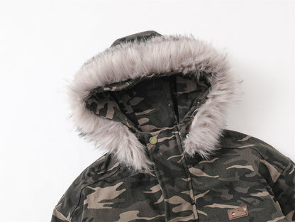 Camouflage Fur Collar Hooded Padded Jacket WN11555