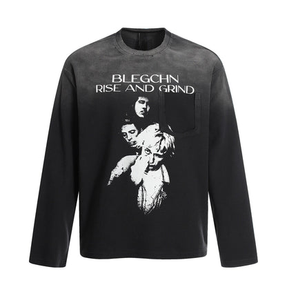 Gradient Graphic Print Damage Long Sleeve T-Shirt WN24464