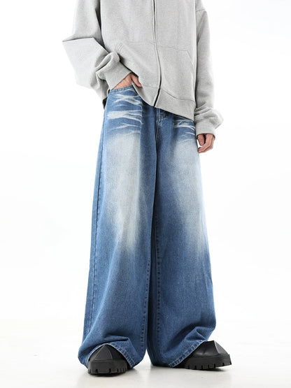 Washed Relaxed Wide-Leg Straight Denim Jeans WN10315