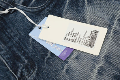 Washed Whisker Straight Denim Jeans WN25902