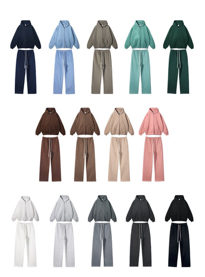 Oversize Heavyweight Zipper Hoodie & Heavyweight Sweatpants Setup WN6640-K