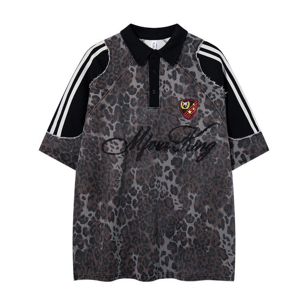 Leopard Embroidery Polo Shirt & Short Pants Setup WN27909