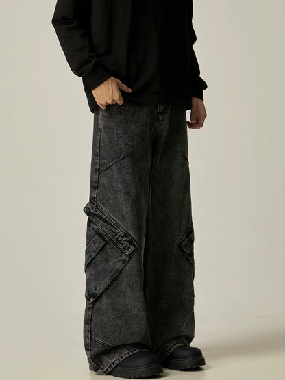 Wide Leg Cargo Denim Jeans WN8979