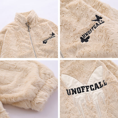 Butterfly Embroidery Fleece Oversize Jacket WN11135