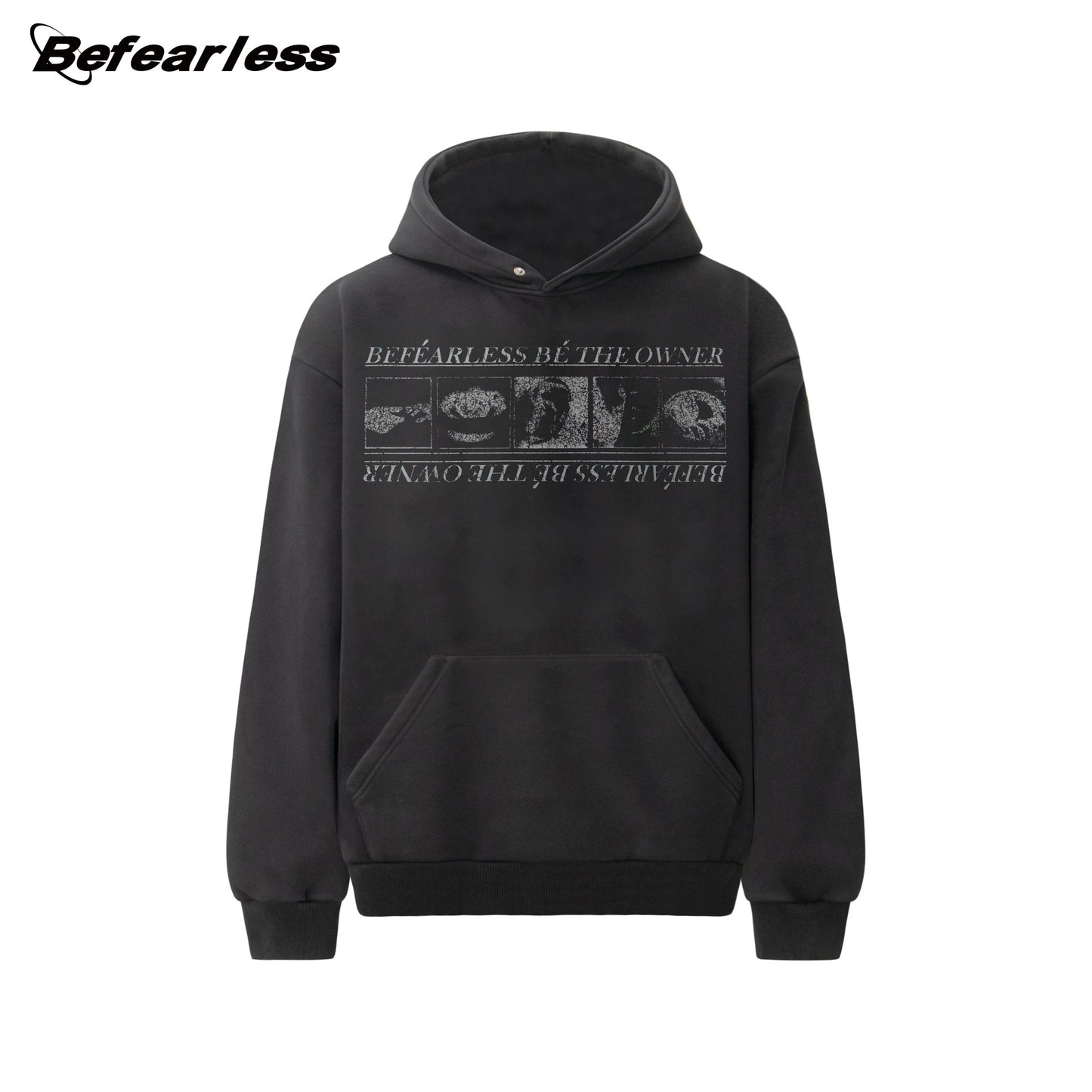 Washed Abstract Print Boxy Pullover Hoodie WN26412