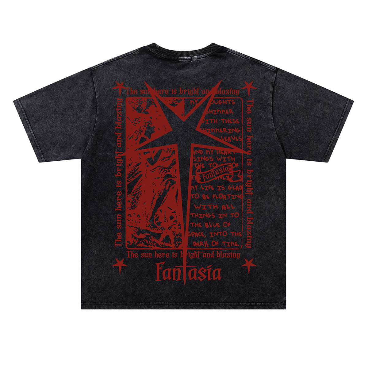 Washed Portrait Starburst Print Oversize Short Sleeve T-Shirt WN26867
