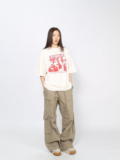 Washed Graphic Print Oversize Short Sleeve T-Shirt WN24434