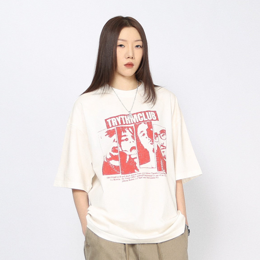 Washed Graphic Print Oversize Short Sleeve T-Shirt WN24434