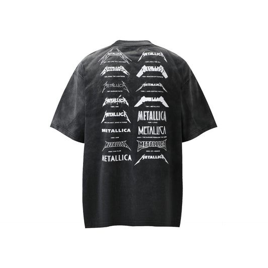 Graphic Print Stain Damage Oversize Short Sleeve T-Shirt WN25593