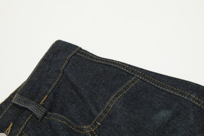 Patchwork Washed Wide-Leg Denim Jeans WN11293