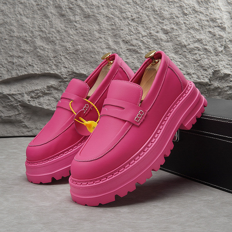 Leather Platform Height Increase Loafers WN24788