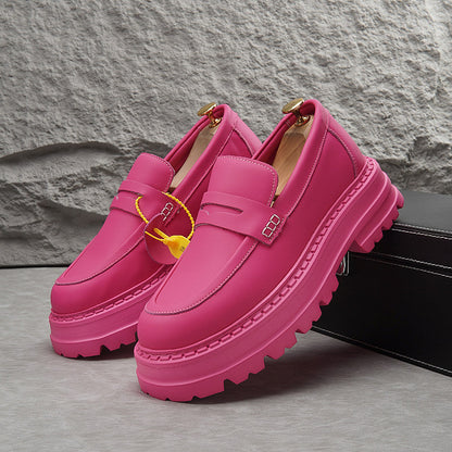 Leather Platform Height Increase Loafers WN24788