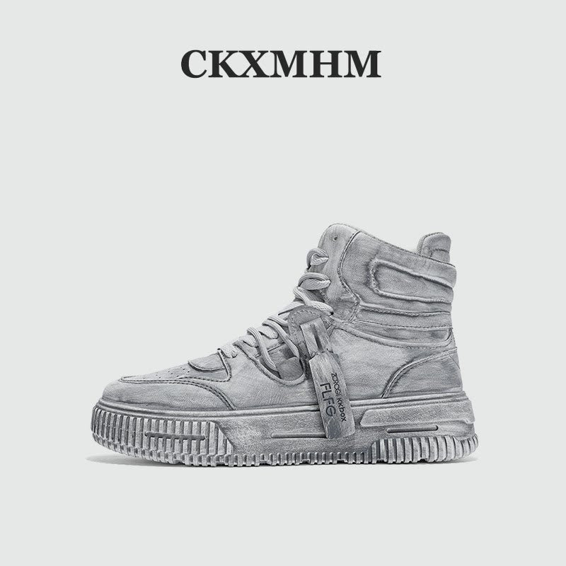 Leather Waterproof Korean Style High-Top Sneakers WN23395
