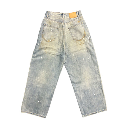 Spray Dye Washed Wide Leg Denim Jeans WN16824