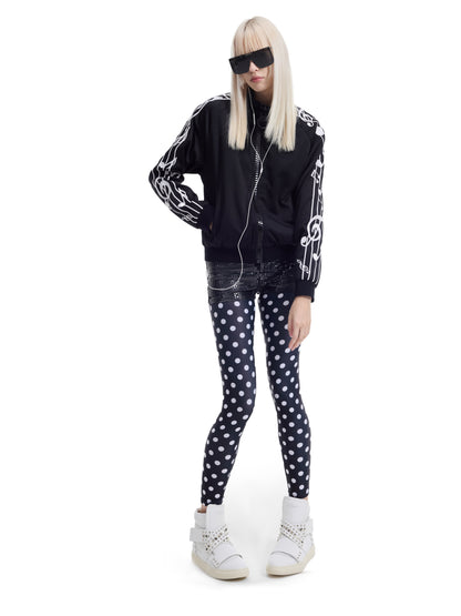 Raglan Music Note Graphic Print Zipper Jacket WN27205