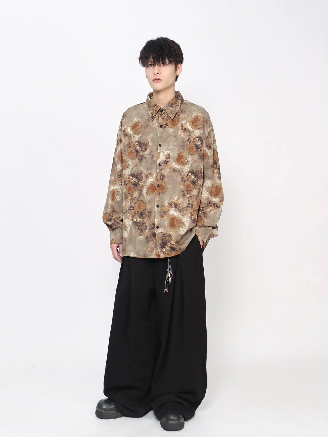 Tie-Dye Floral Print Long Sleeve Shirt WN21025