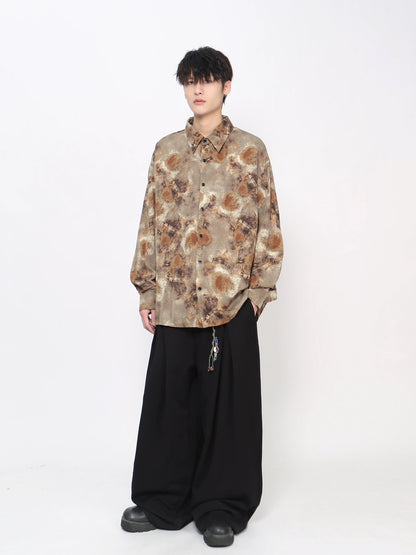 Tie-Dye Floral Print Long Sleeve Shirt WN21025