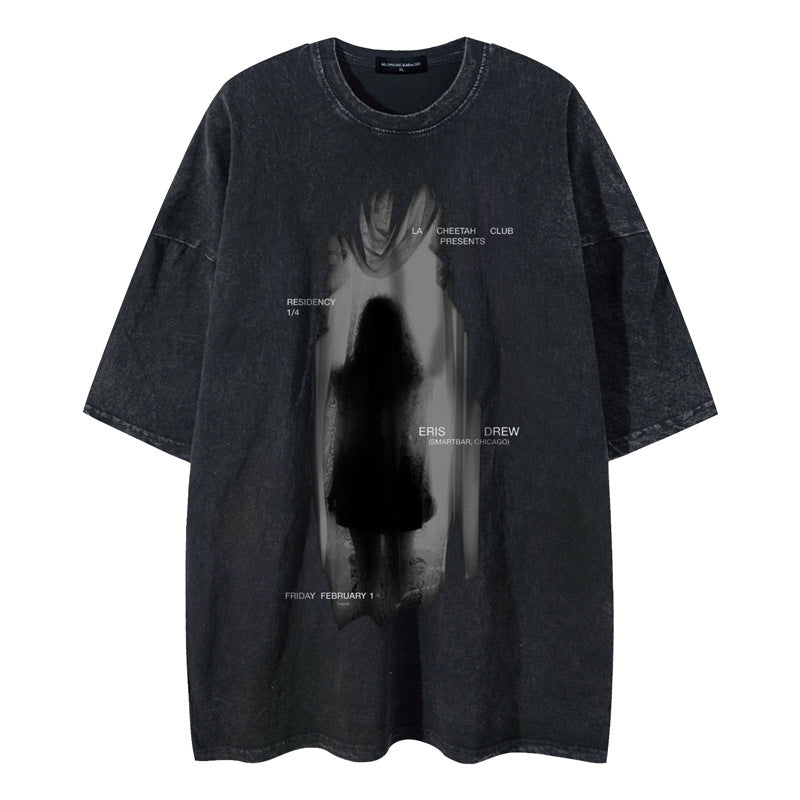 Oversize Graphic Print Washed Short Sleeve T-Shirt WN16485