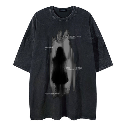 Oversize Graphic Print Washed Short Sleeve T-Shirt WN16485