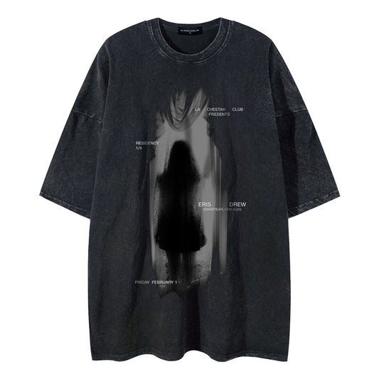 Oversize Graphic Print Washed Short Sleeve T-Shirt WN16485