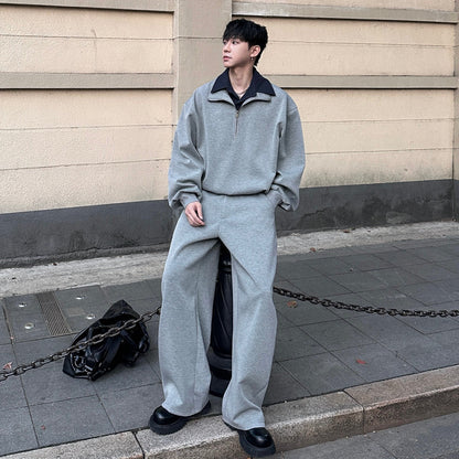Half-Zip Sweatshirt & Wide Leg Pants Setup WN25185