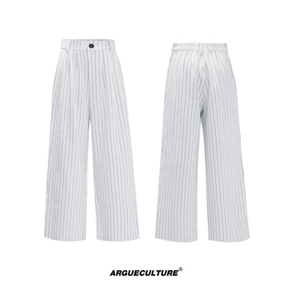 Stripe Multi-Panel Shoulder-Pad Belted Jacket & Trousers Setup WN21729