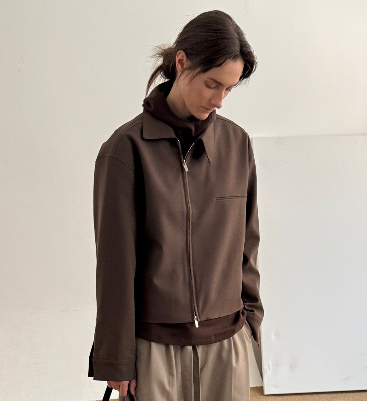 Asymmetric Collar Zipper Jacket WN21636