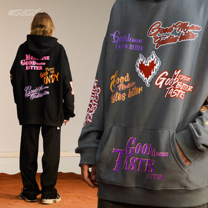 Allover Heart Print Heavyweight Hoodie WN12599