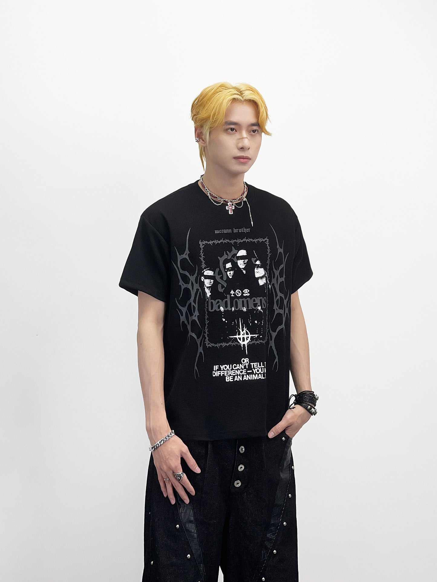 Rock Band Portrait Print Heavyweight Short Sleeve T-Shirt WN24250