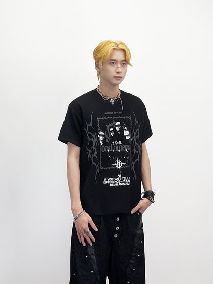 Rock Band Portrait Print Heavyweight Short Sleeve T-Shirt WN24250
