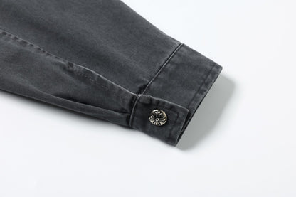 Cross Washed Workwear Zipper Jacket WN23035