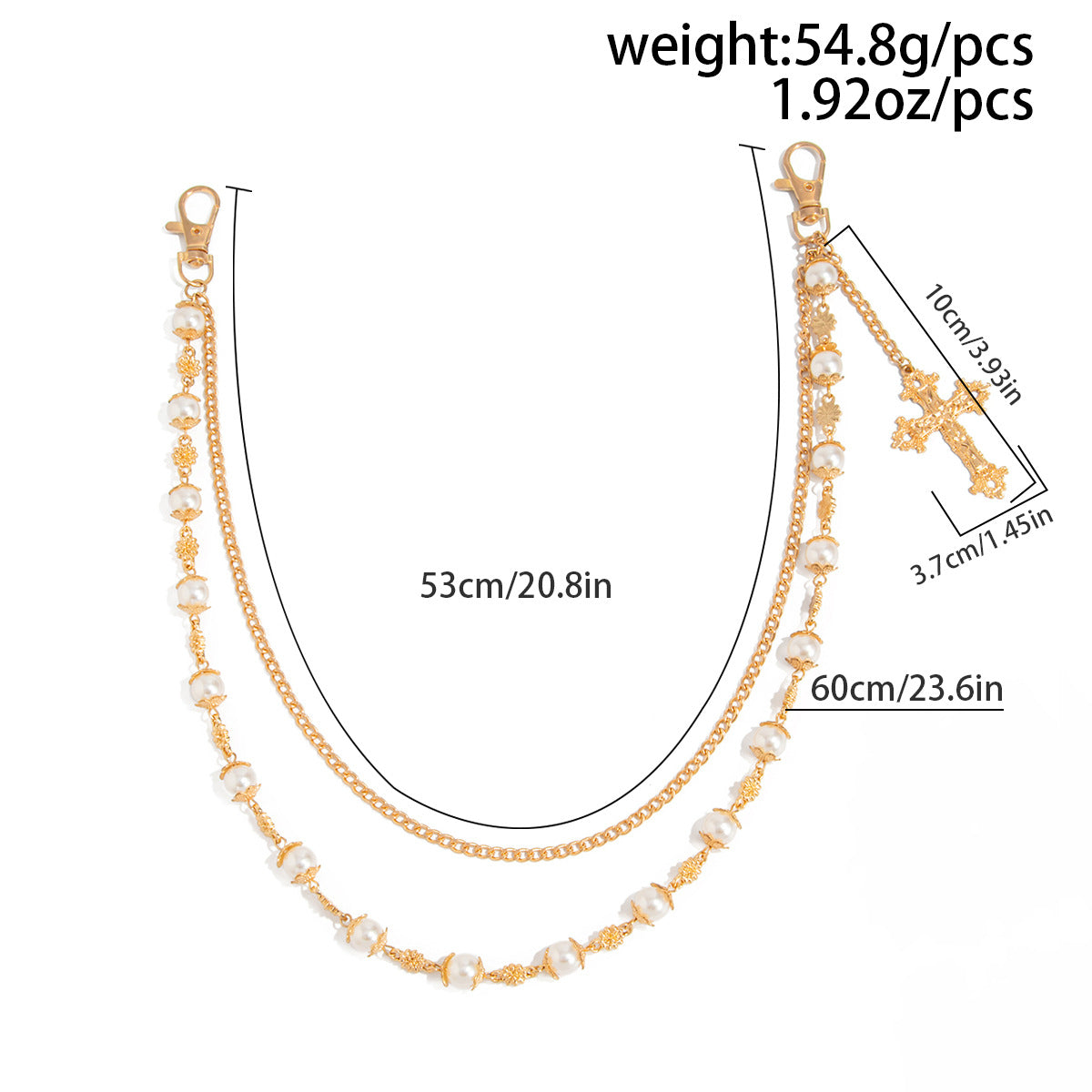 Pearl Beads Flower Cross Pants Chain WN21062