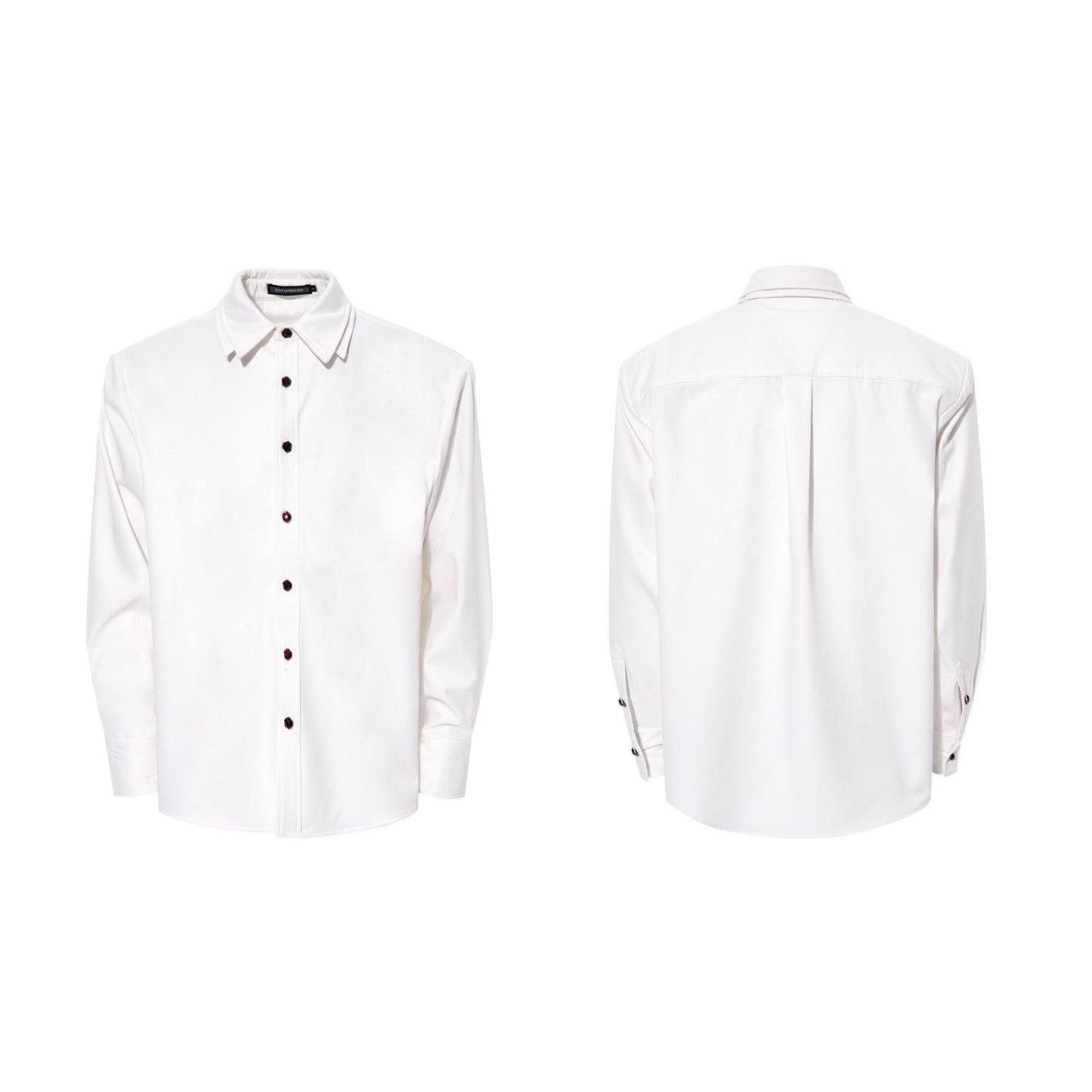 Double Collar Fleece Lining Shoulder-Pad Long Sleeve Shirt WN23265